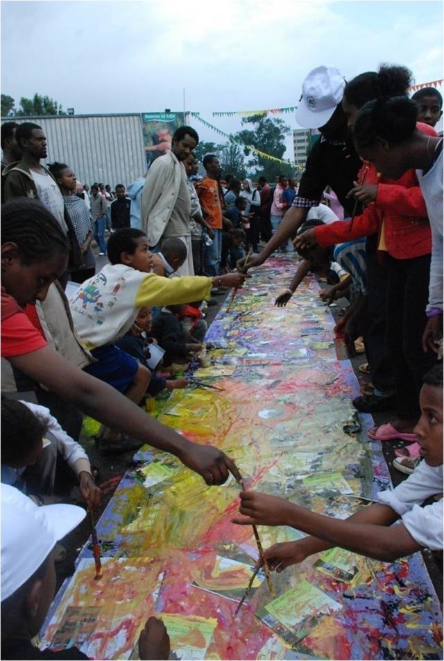 Public art workshop organized by Netsa Art village at Addis Ababa Exhibition Center