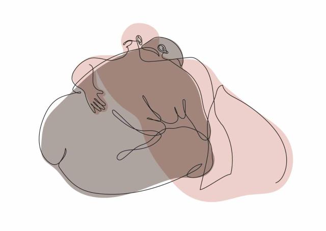 two bodies hugging each other