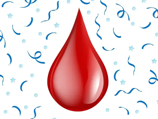 A drop of a red substance: menstrual period